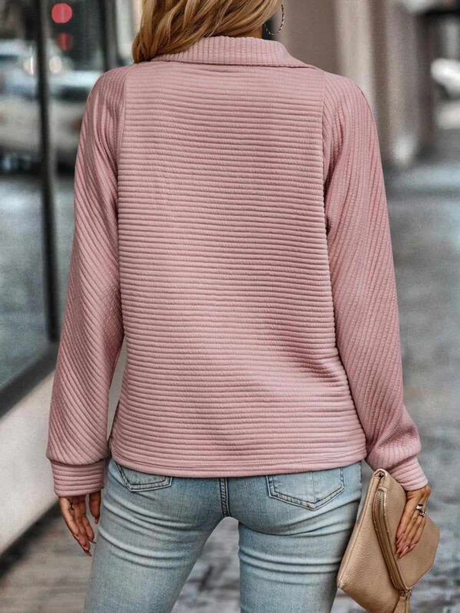Ava | Women's Quarter-Zip Ribbed Pullover Sweater Mock Neck Long Sleeve