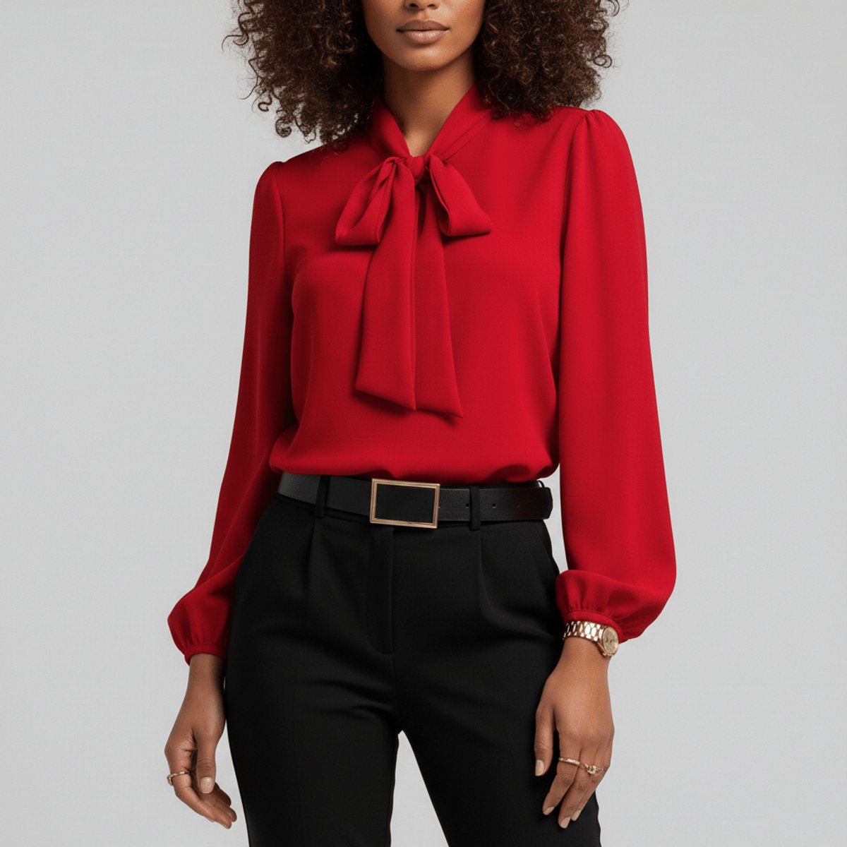 Ivy | Women's Relaxed-Fit Bow-Tie Neck Long-Sleeve Blouse