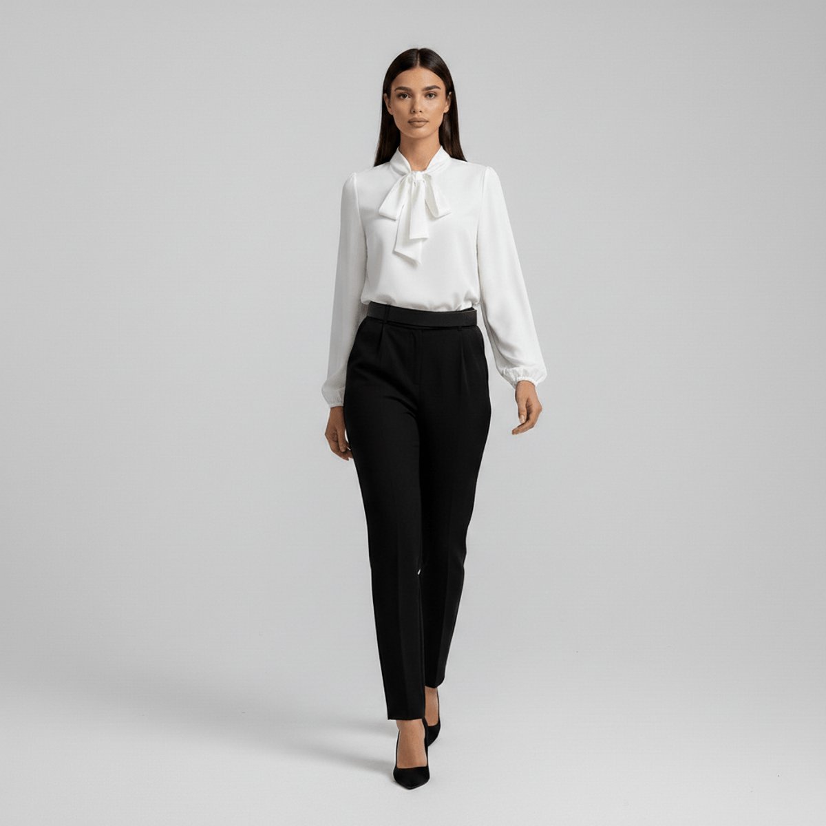 Ivy | Women's Relaxed-Fit Bow-Tie Neck Long-Sleeve Blouse