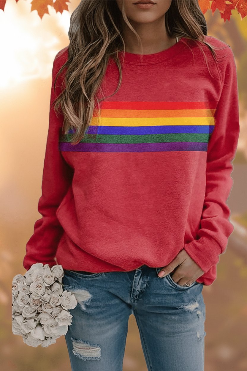 Lily | Women's Relaxed-Fit Rainbow Striped Crew-Neck Jumper