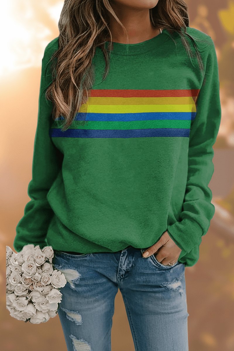 Lily | Women's Relaxed-Fit Rainbow Striped Crew-Neck Jumper