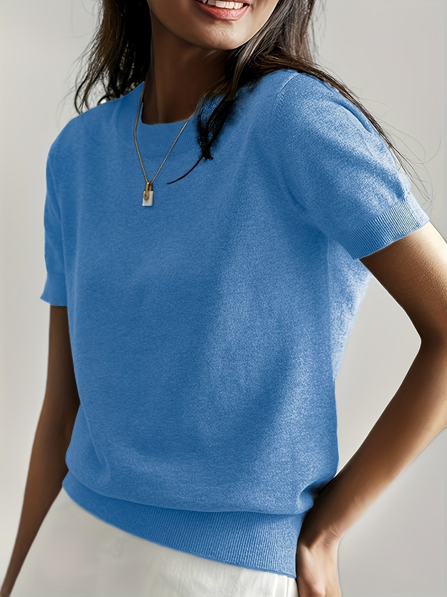 Phoebe | Women's Relaxed Fit Short Sleeve Knit Sweater Top