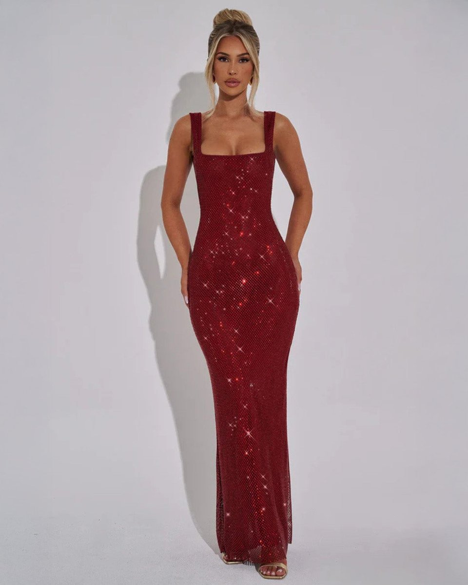 Ava | Women's Sequin Embellished Sleeveless Maxi Evening Gown