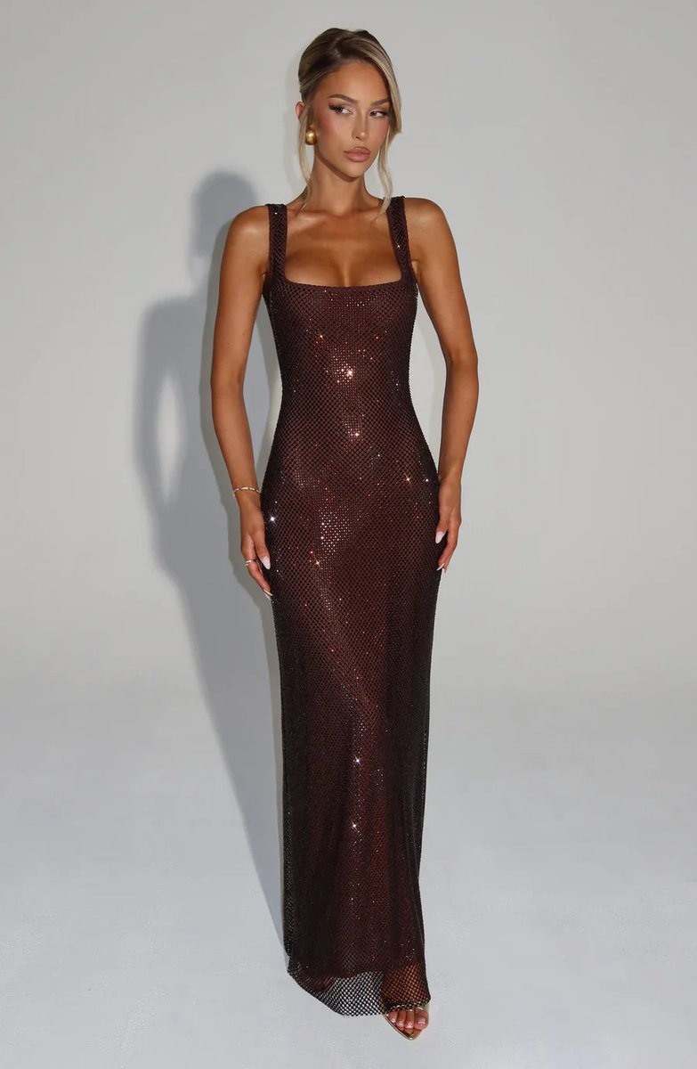 Ava | Women's Sequin Embellished Sleeveless Maxi Evening Gown