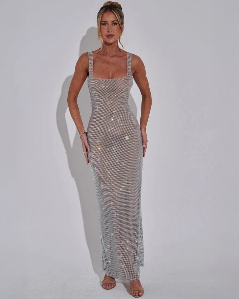 Ava | Women's Sequin Embellished Sleeveless Maxi Evening Gown