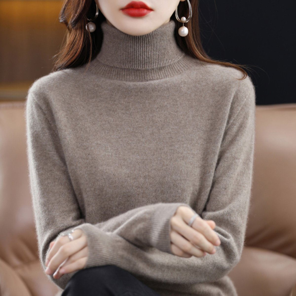 Rosie | Women's Slim-Fit Cashmere Blend Turtleneck Jumper