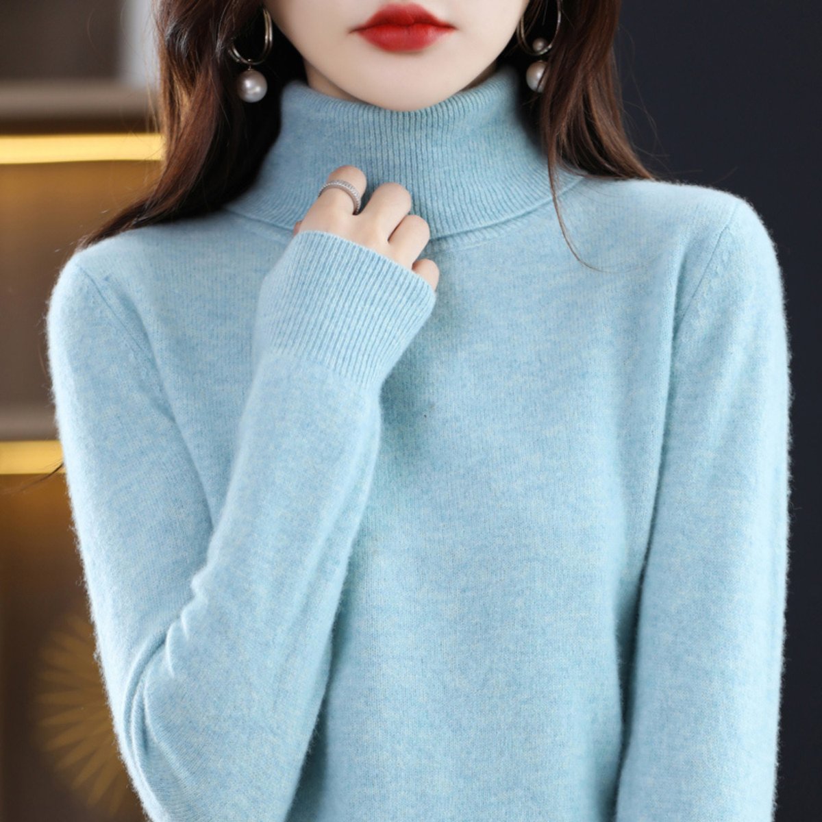 Rosie | Women's Slim-Fit Cashmere Blend Turtleneck Jumper
