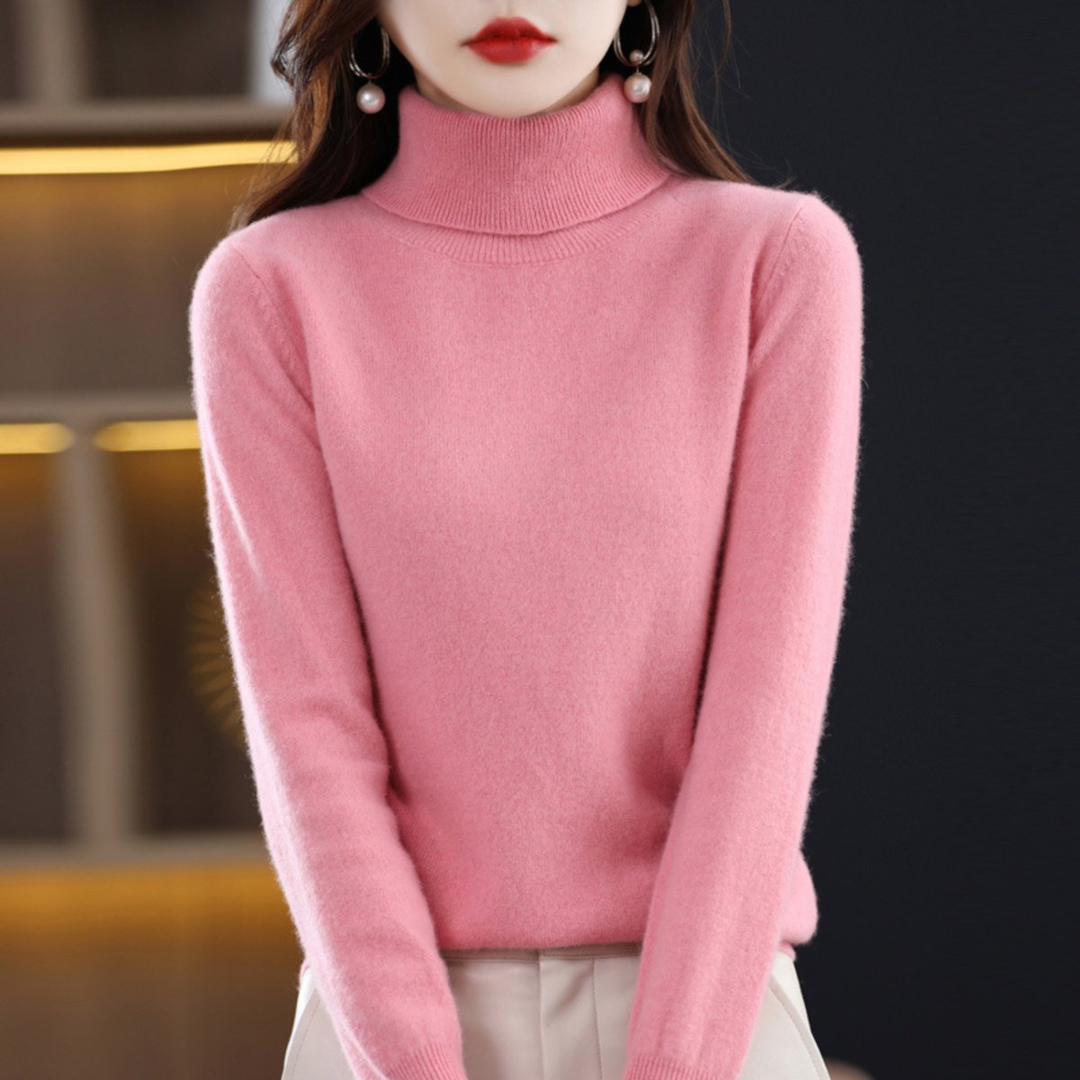 Rosie | Women's Slim-Fit Cashmere Blend Turtleneck Jumper