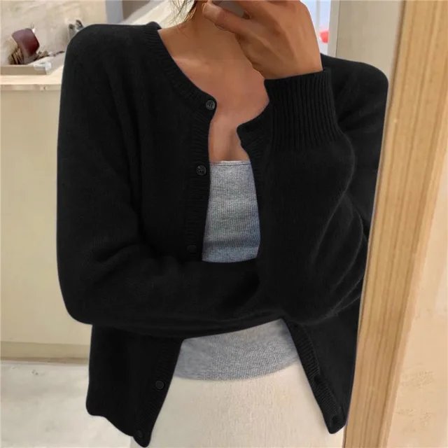 Olivia | Women's Soft Knit Button-Front Round Neck Cardigan
