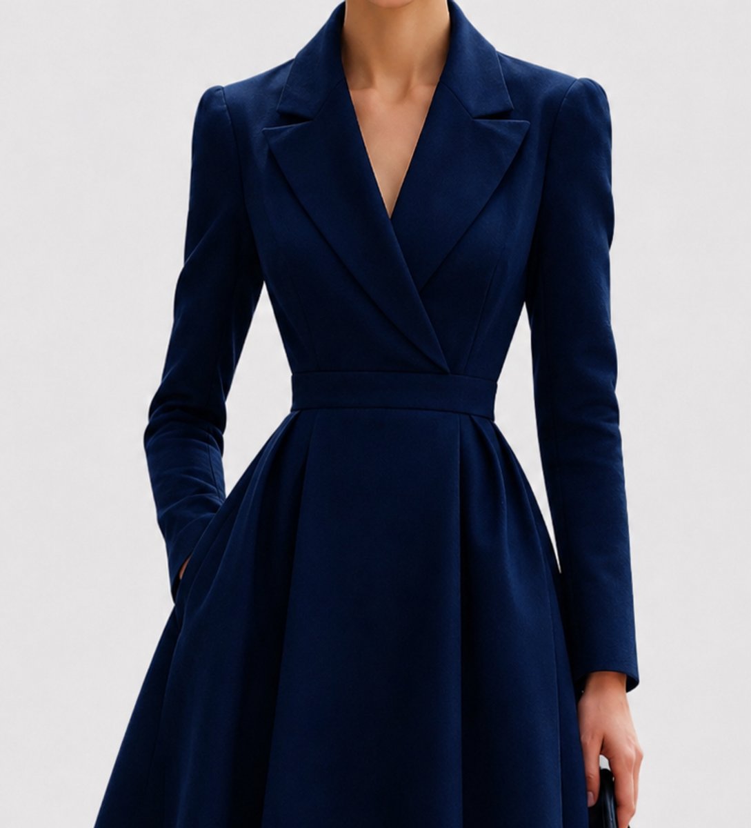 Amelia | Women's Tailored Long-Sleeve Coat Formal Dresses Midi