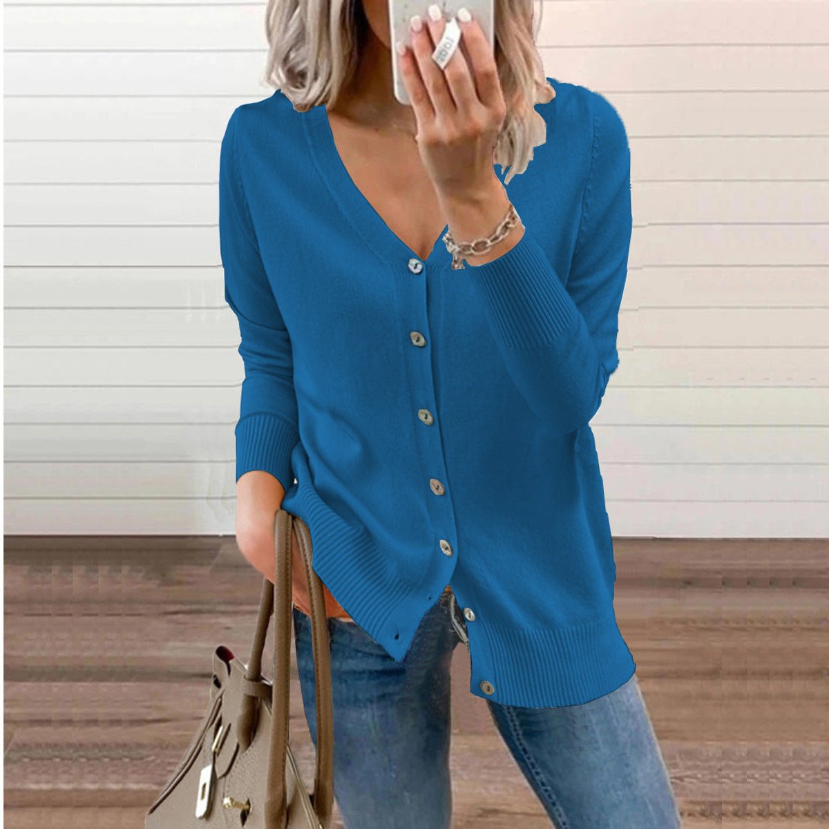 Evelyn | Women's V-Neck Button-Front Knit Cardigan