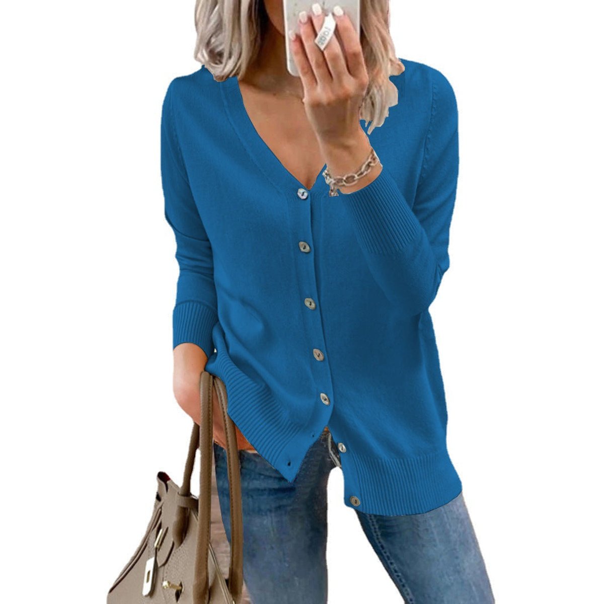 Evelyn | Women's V-Neck Button-Front Knit Cardigan
