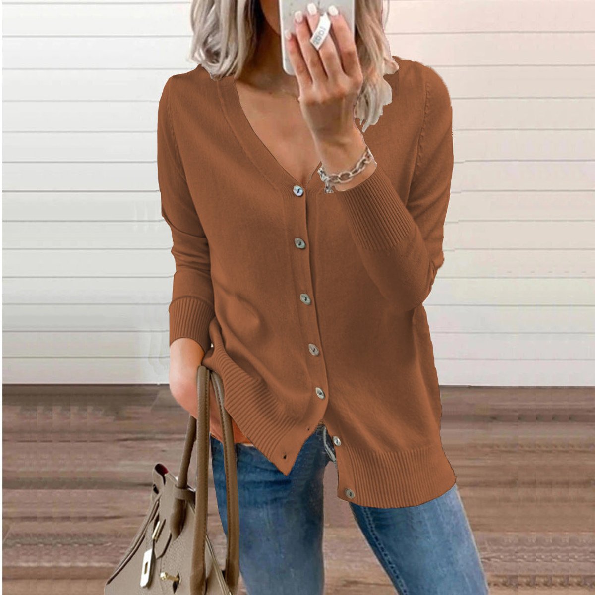 Evelyn | Women's V-Neck Button-Front Knit Cardigan