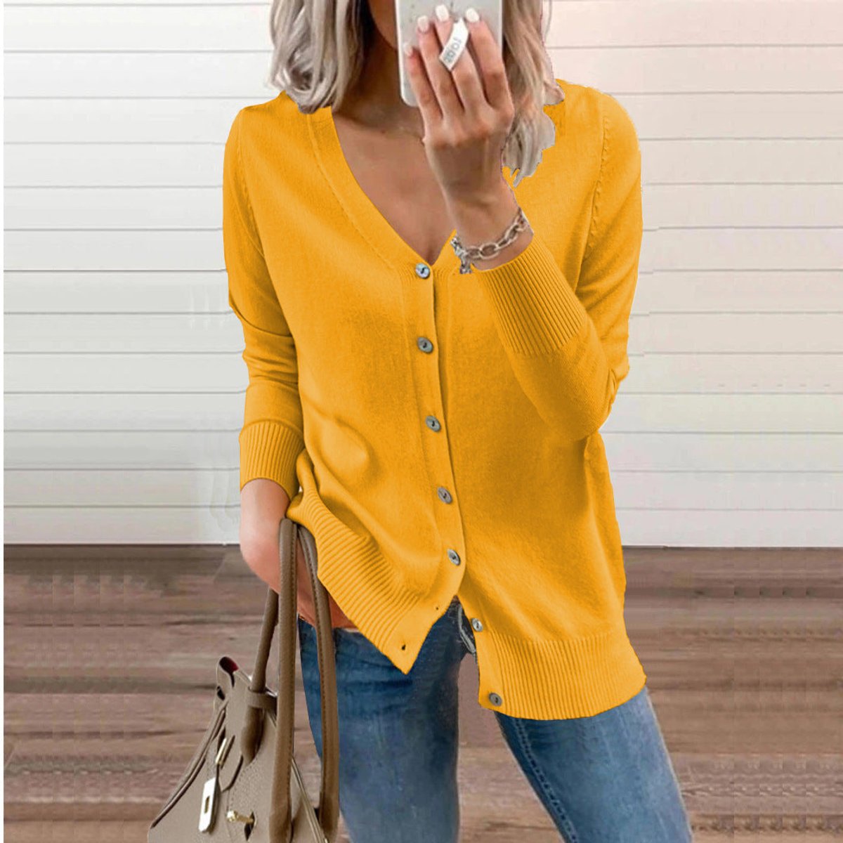 Evelyn | Women's V-Neck Button-Front Knit Cardigan