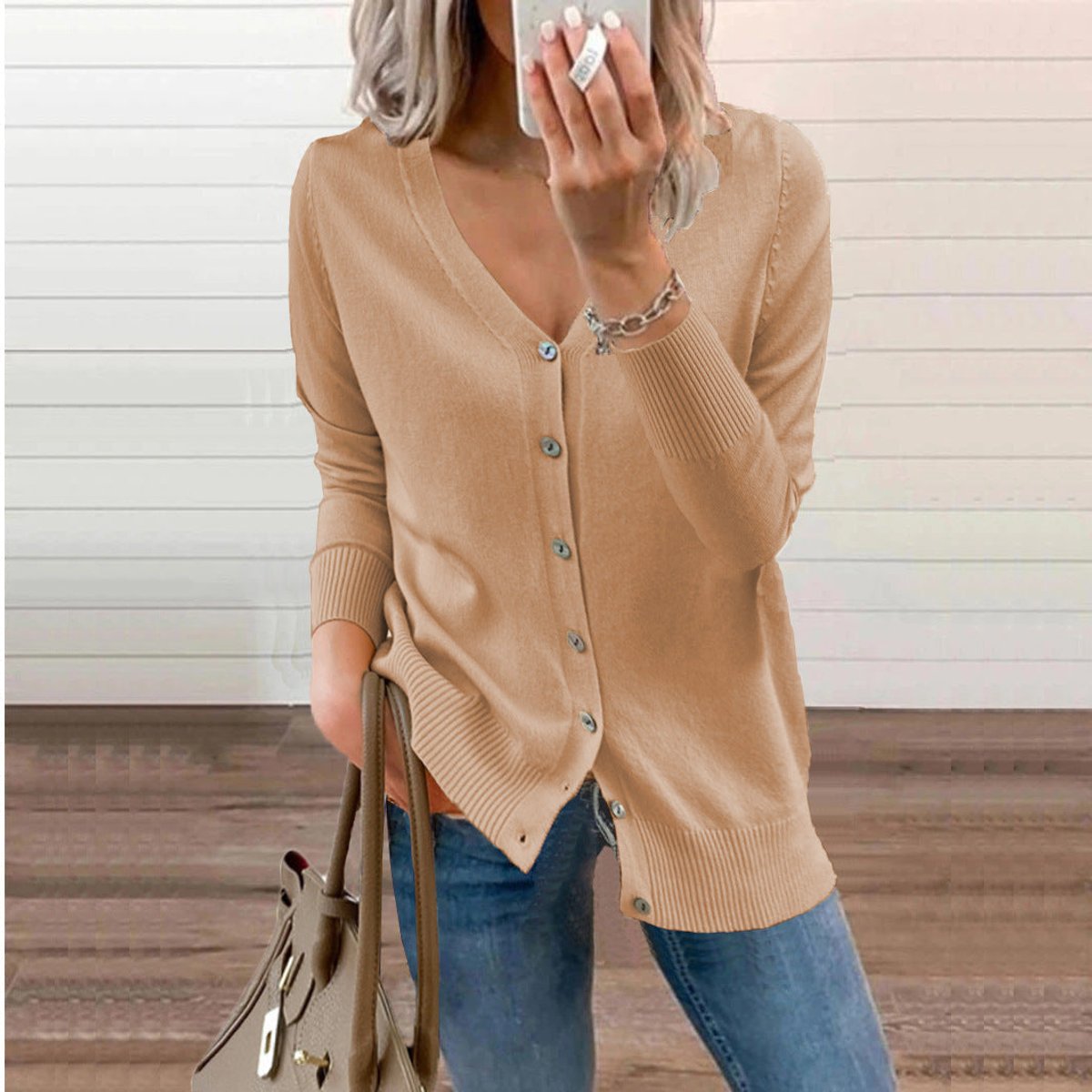 Evelyn | Women's V-Neck Button-Front Knit Cardigan