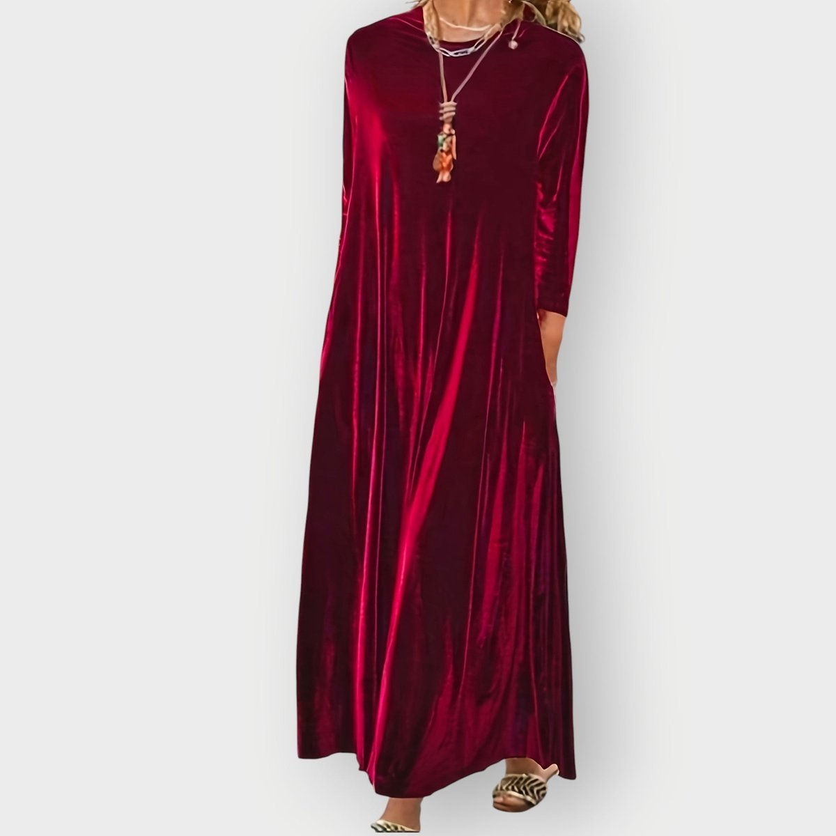 Ava | Women's Velvet Maxi Formal Dresses Long Sleeve A-Line Evening Gown