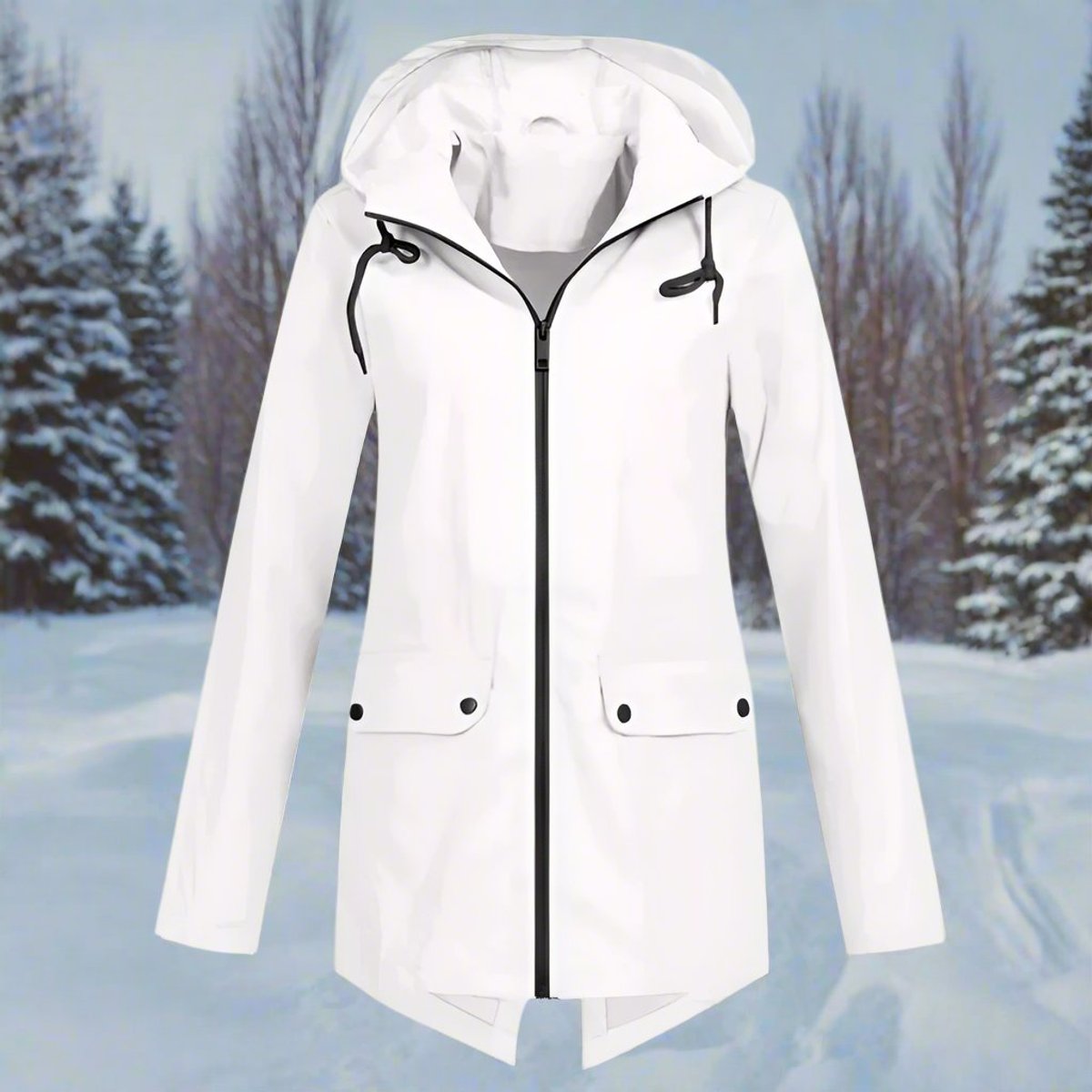 Freya | Women's Waterproof Hooded Rain Jacket Zip-Up Adjustable Cuffs Pockets