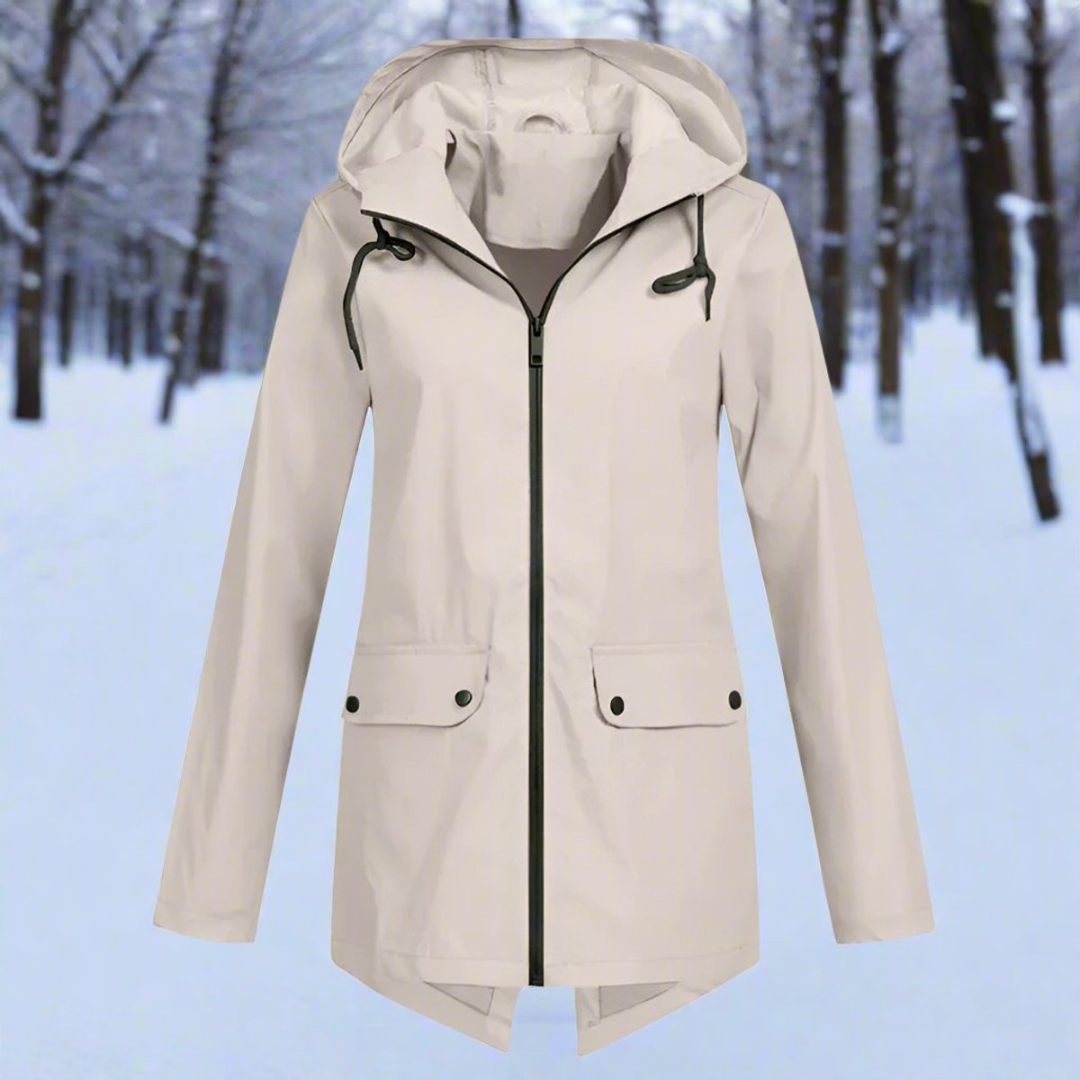 Freya | Women's Waterproof Hooded Rain Jacket Zip-Up Adjustable Cuffs Pockets