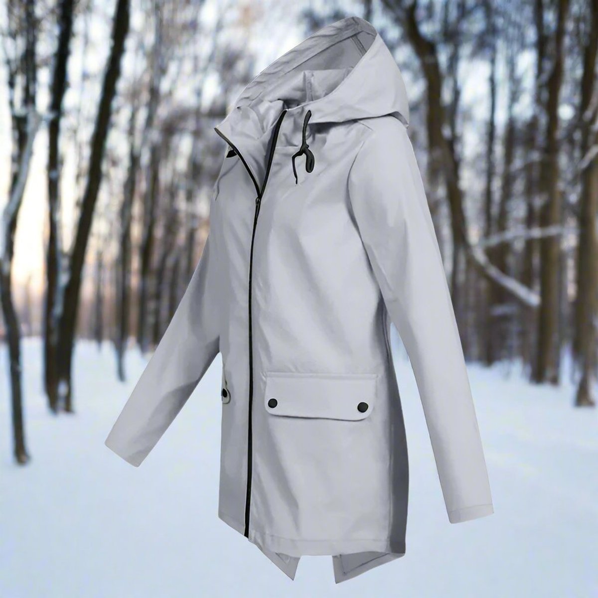 Freya | Women's Waterproof Hooded Rain Jacket Zip-Up Adjustable Cuffs Pockets