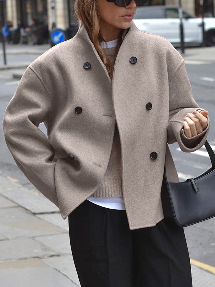 Ivy | Women's Winter Coat Double Breasted Stand Collar Relaxed Fit Pea Coat