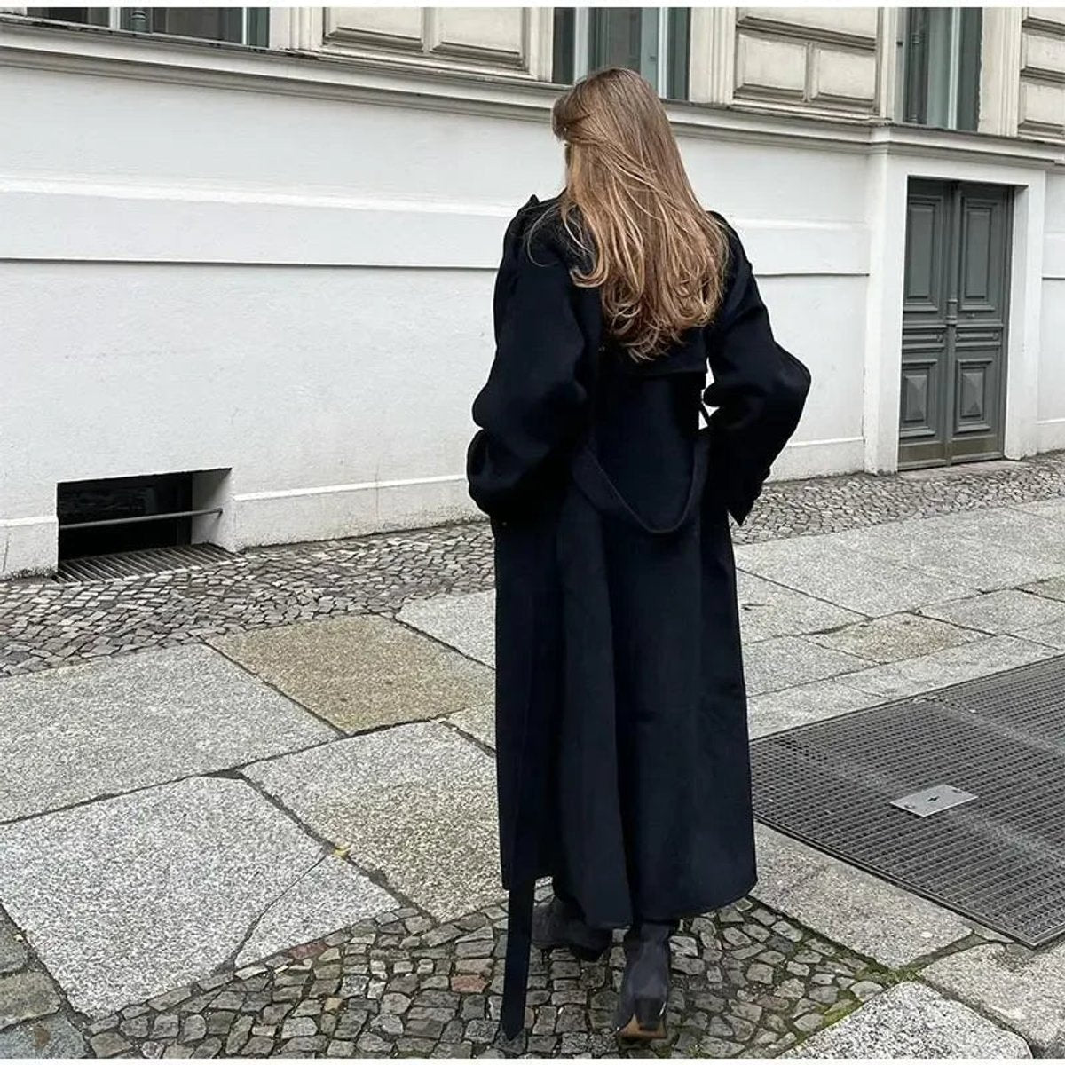Ivy | Women's Winter Coat Long Double-Breasted Belted Wool-Look Trench