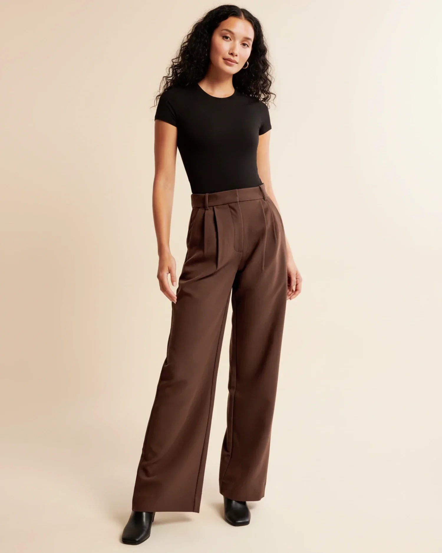 Eloise | High Waist Pleated Leg Trousers with Tailored Fit