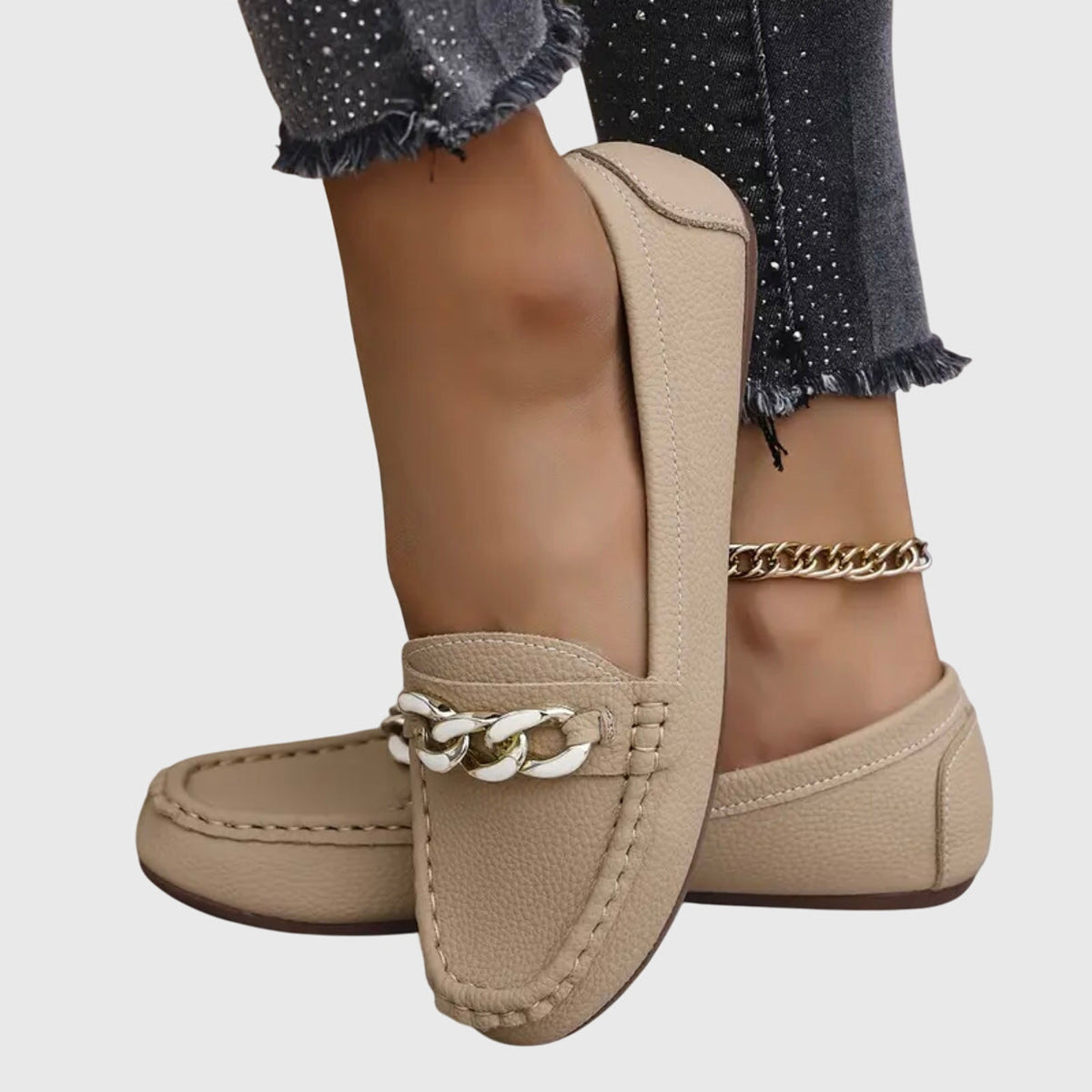 Melissa | Leather Loafers with Chain Detail for Women