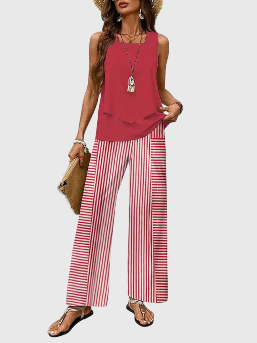 Clara | Womens Two Piece Wide Leg Pants Set