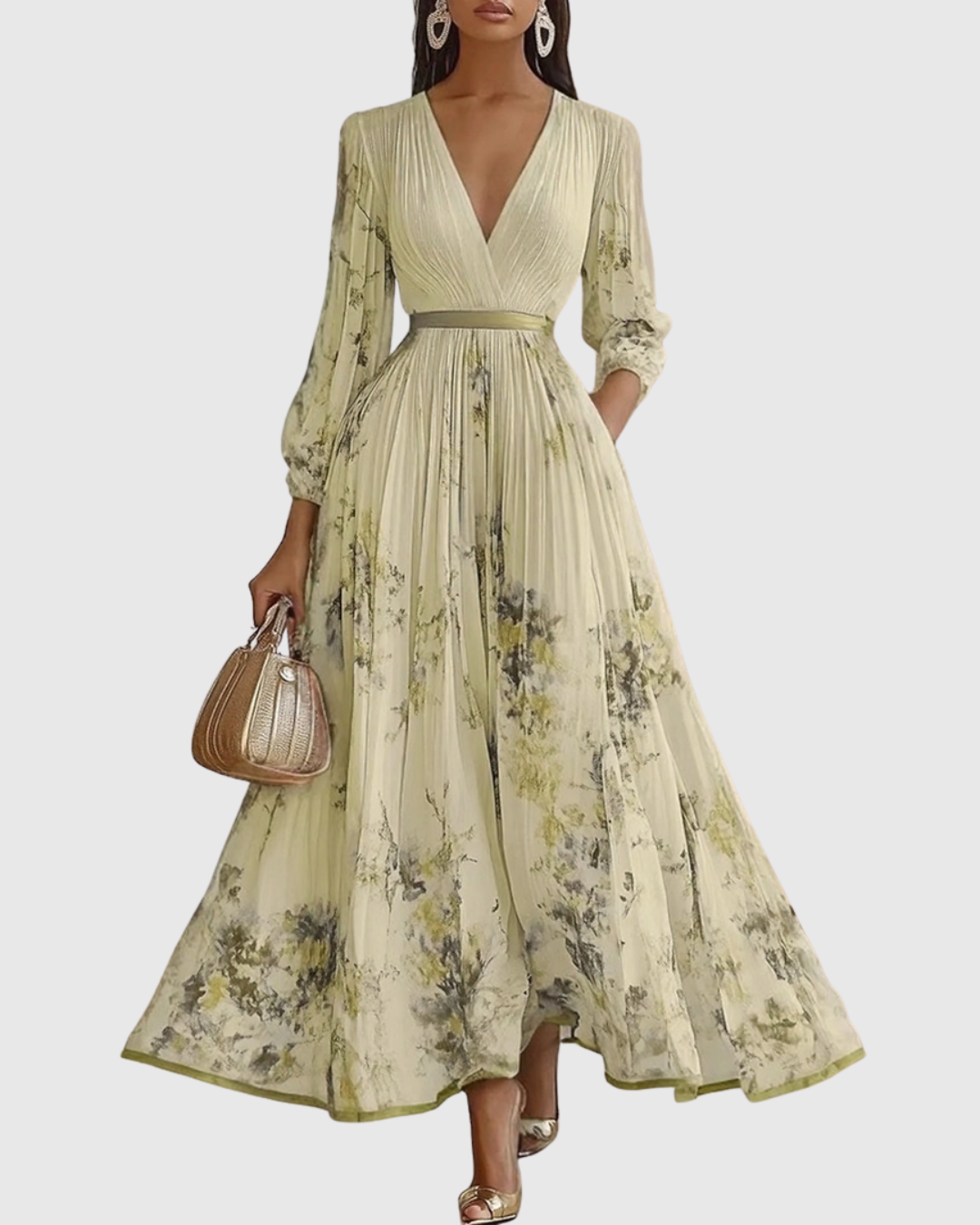 Bella | Womens Sleeveless Pleated Floral Midi Dress