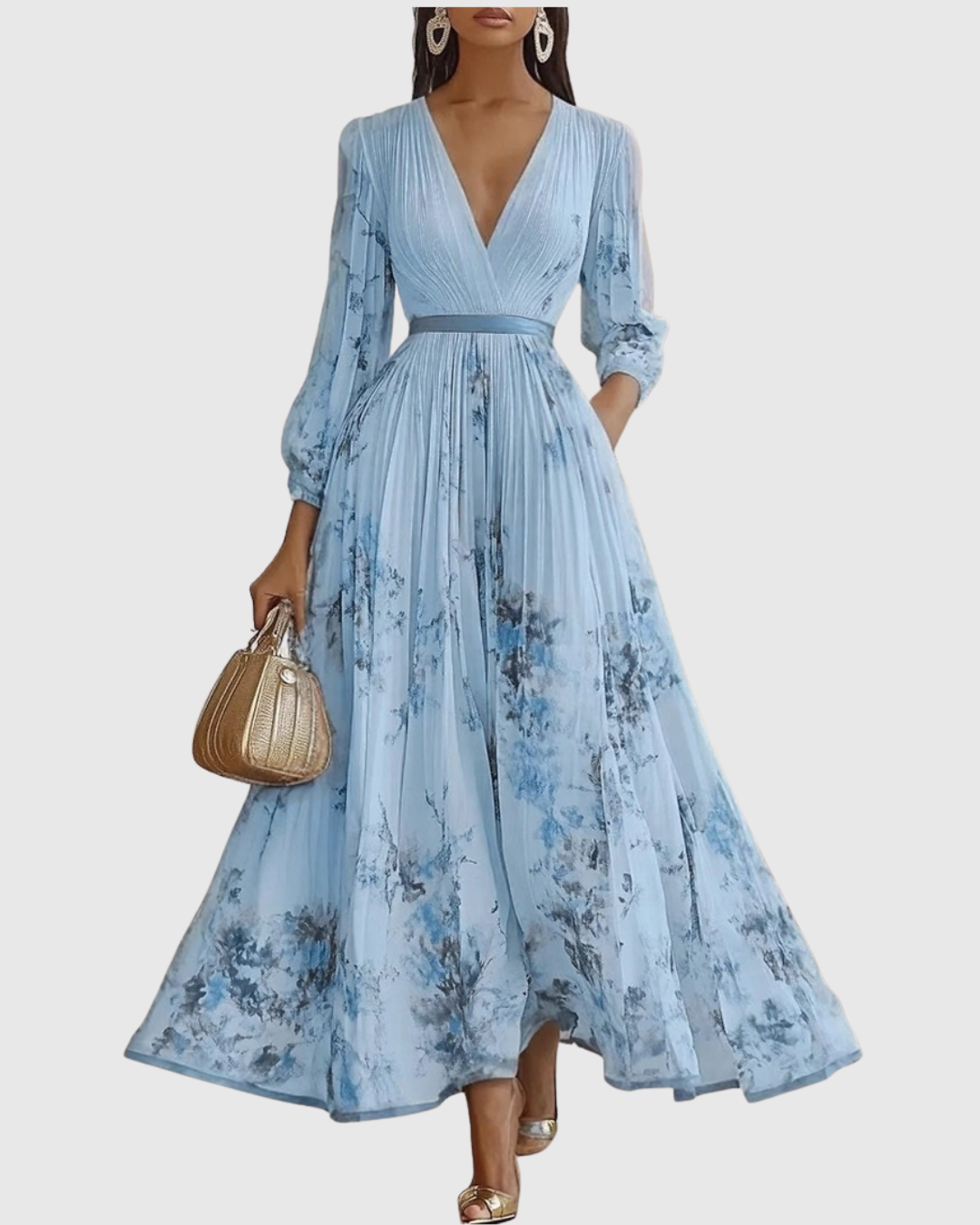 Bella | Womens Sleeveless Pleated Floral Midi Dress