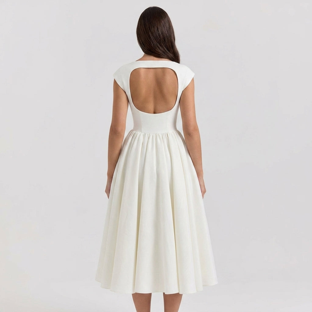 Luna Fashion House | Structured Cap Sleeve Midi Dress – Classic Occasion Dress