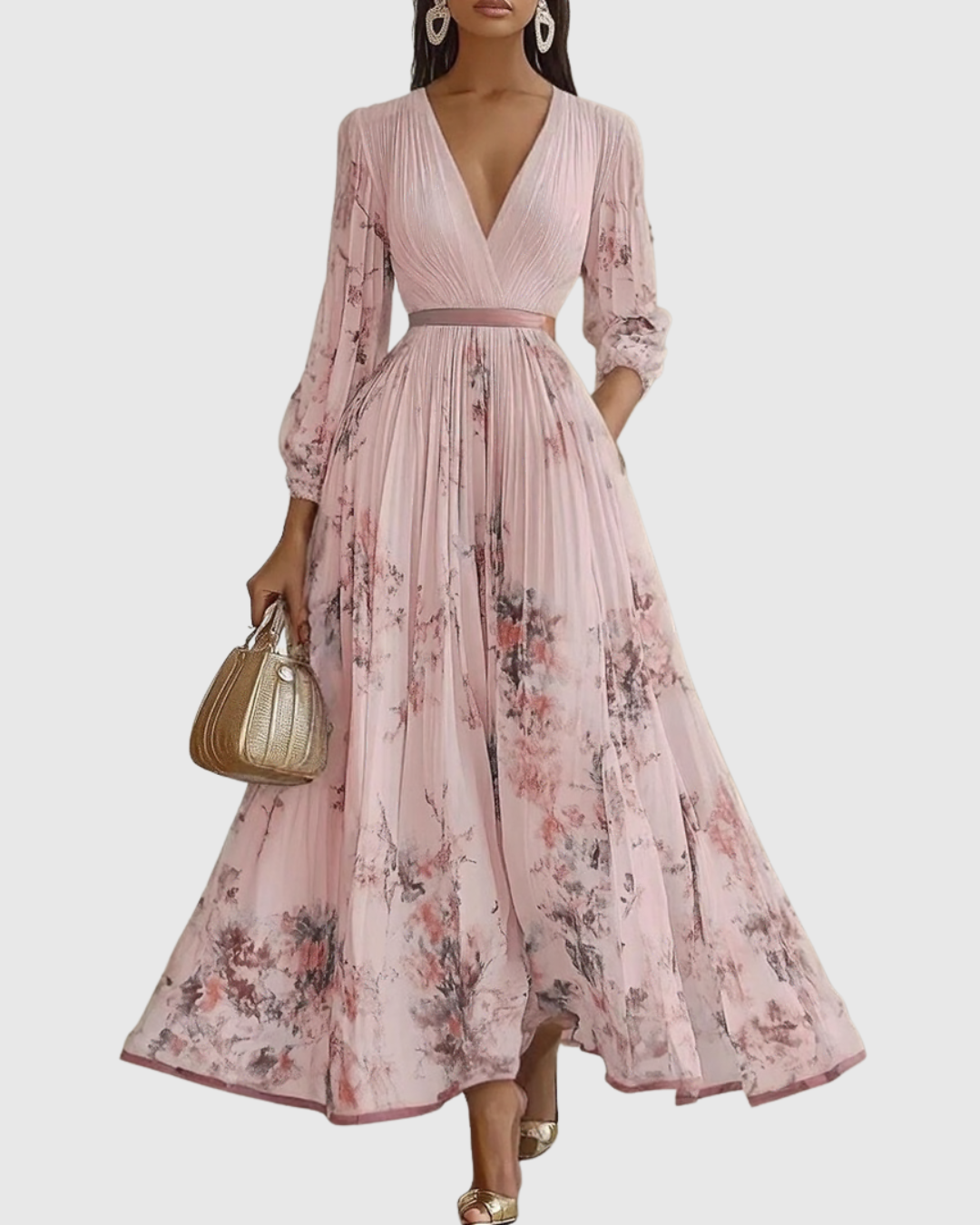 Bella | Womens Sleeveless Pleated Floral Midi Dress