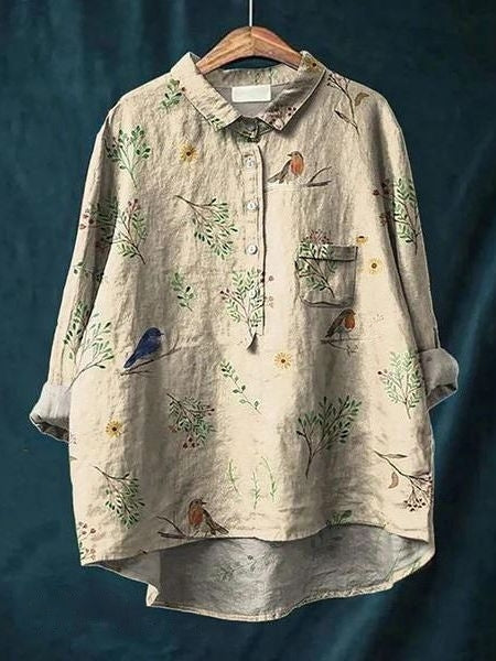 Bethany | Women Floral Button Front Pocket Blouse