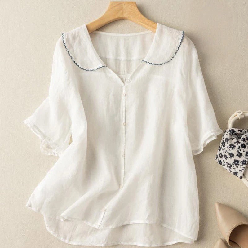 Mira | Elegant Scalloped Blouse