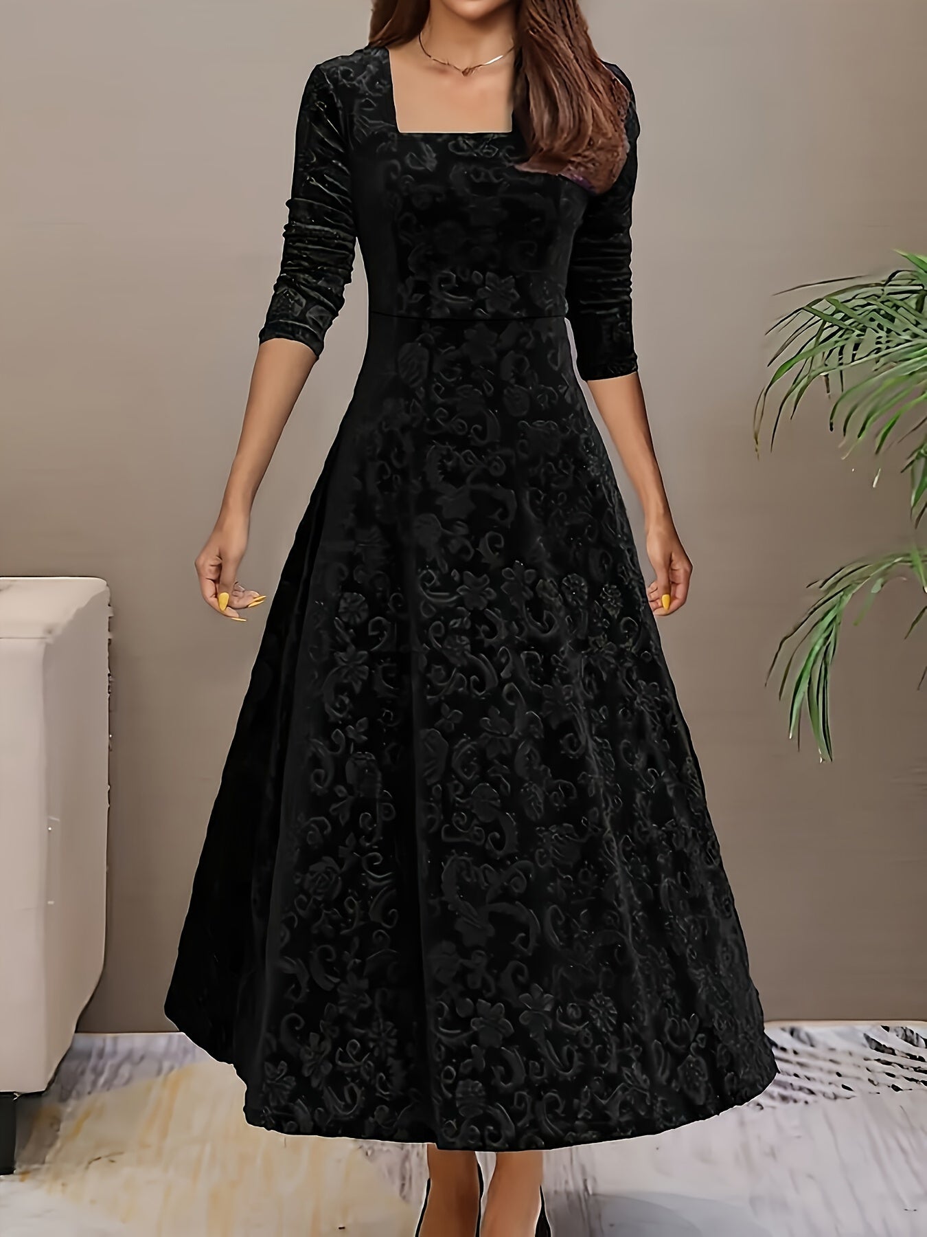 Bethany | Women’s Graceful Floral Design Midi Dress