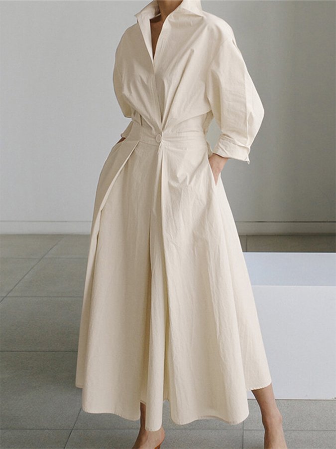 Camille | Women’s Belted Shirt Maxi Dress