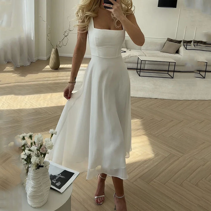 Faith | Women Wedding Guest Elegant Square Midi Dress