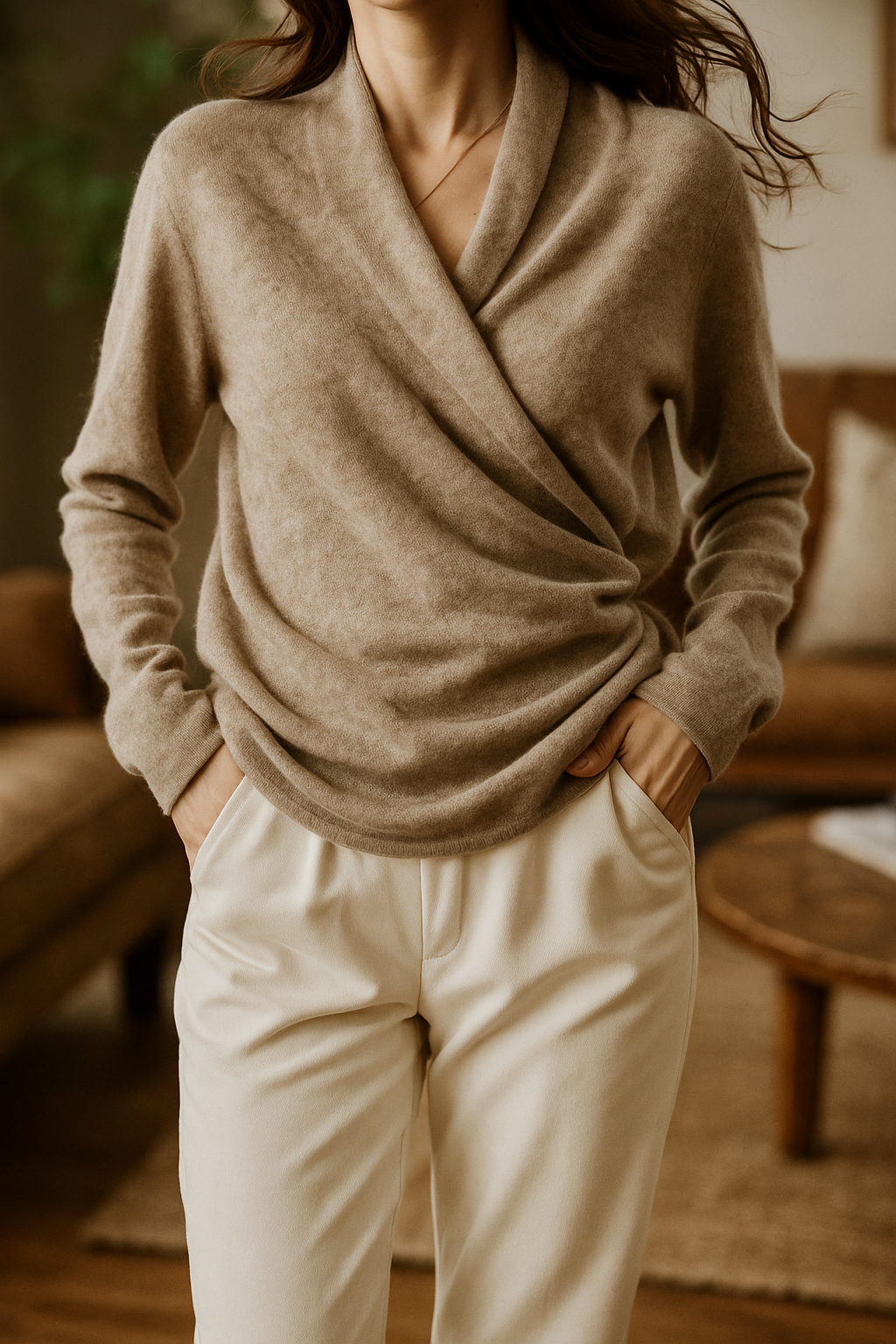 Elizabeth | Women’s Winter Wrap V Neck Knit Sweater