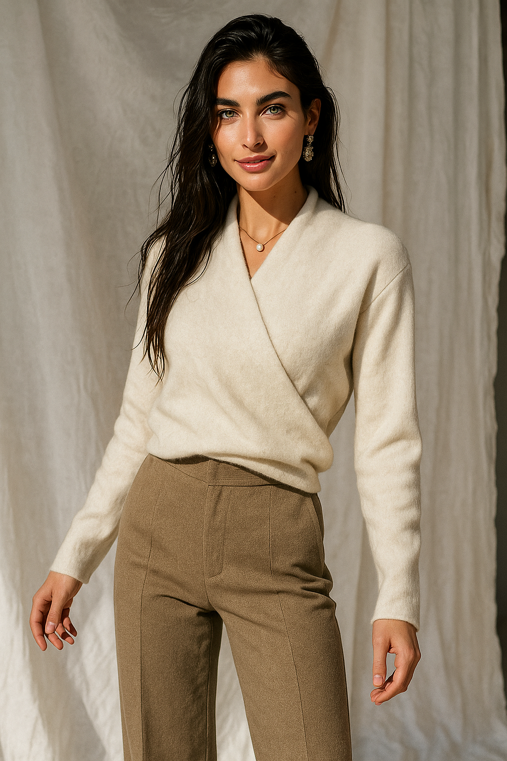 Elizabeth | Women’s Winter Wrap V Neck Knit Sweater