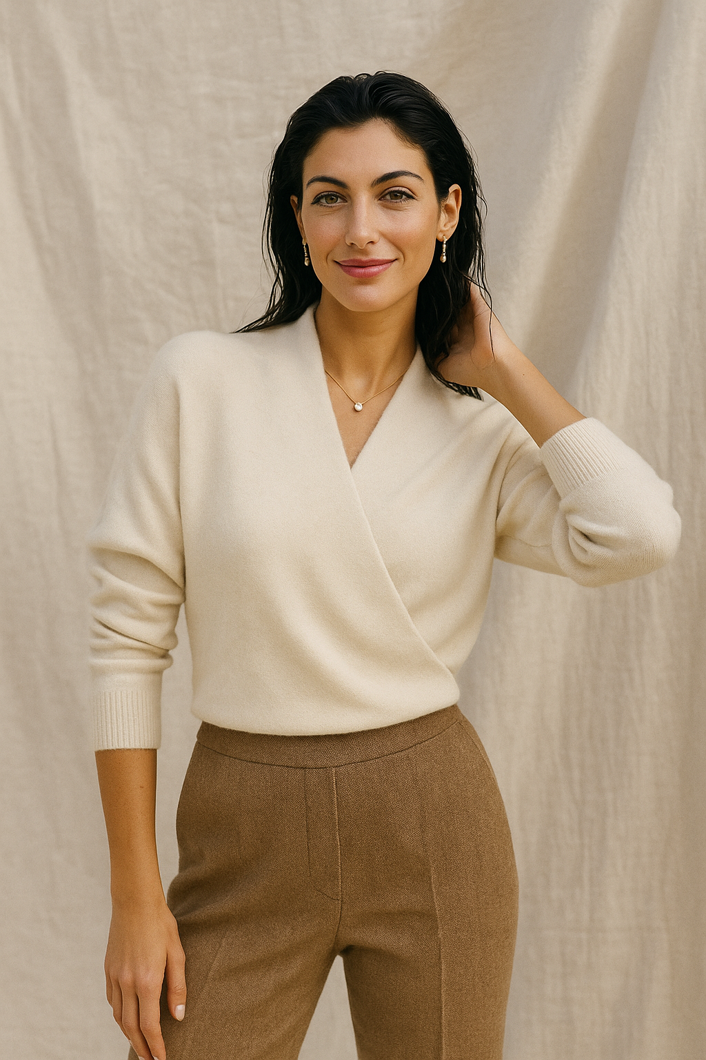 Elizabeth | Women’s Winter Wrap V Neck Knit Sweater