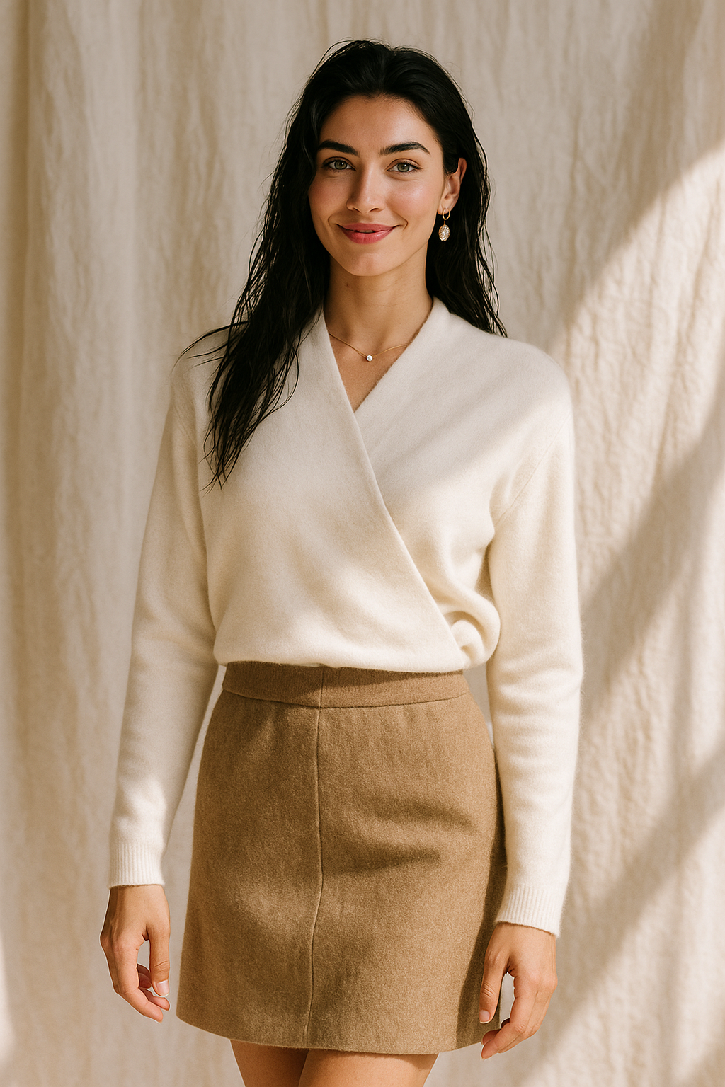 Elizabeth | Women’s Winter Wrap V Neck Knit Sweater