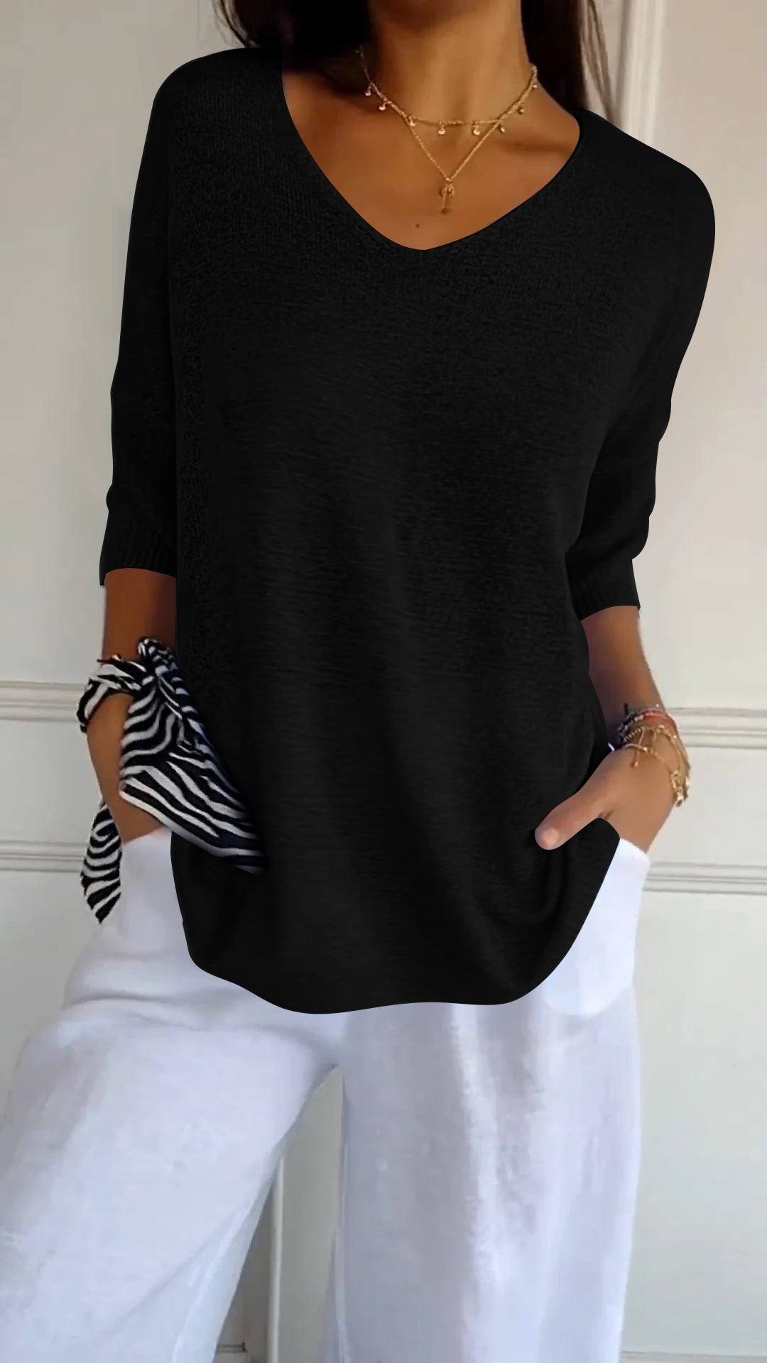 Ella | Women’s Comfy Casual V-Neck Pullover Top