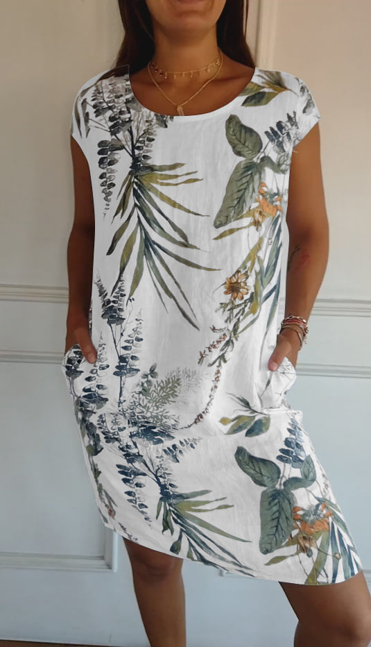 Jessica | Women Casual Leaf Print Summer Dress