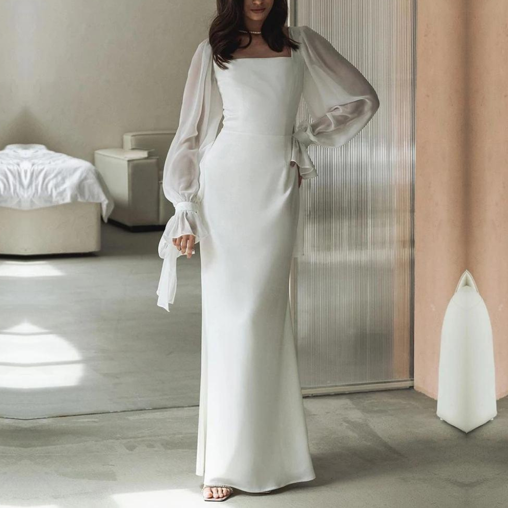 Caroline | Women’s Square Neck Evening Dress Maxi
