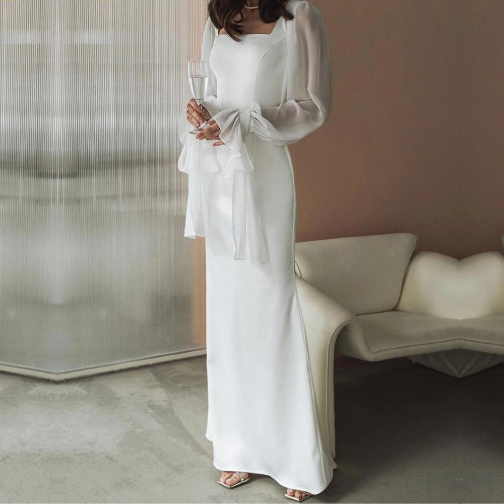 Caroline | Women’s Square Neck Evening Dress Maxi