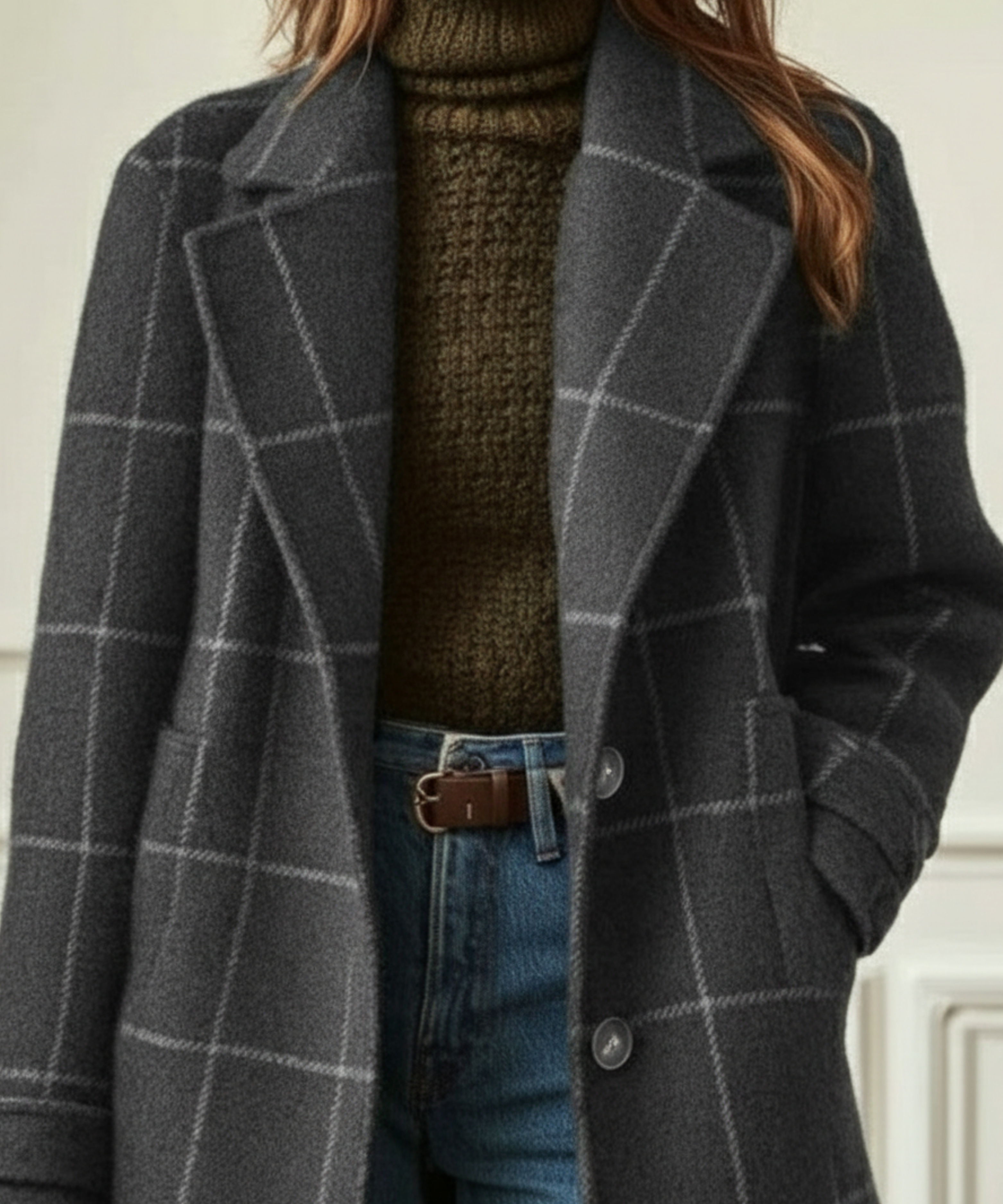 Jessica | Womens Plaid Button Front Coat