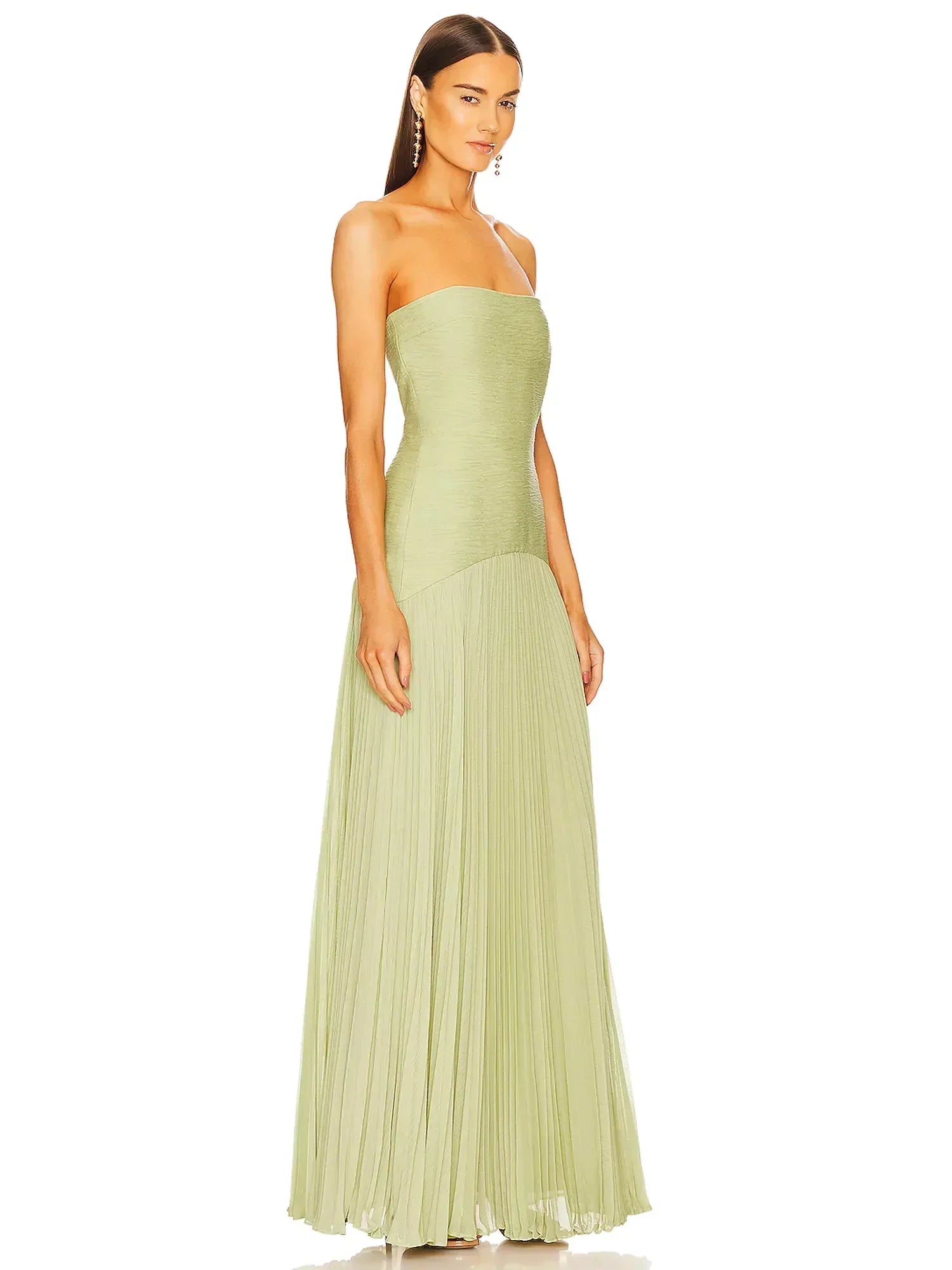 Clara | Women's Strapless Pleated Maxi Wedding Guest Dress