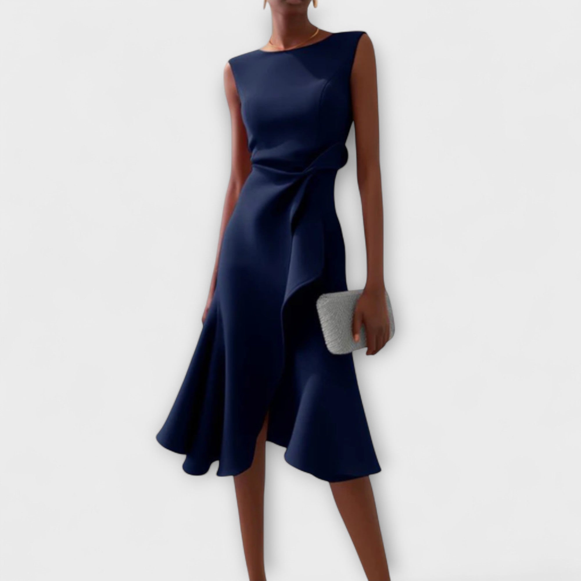 Ava | Women’s Elegant Sleeveless Ruffle Midi Dress