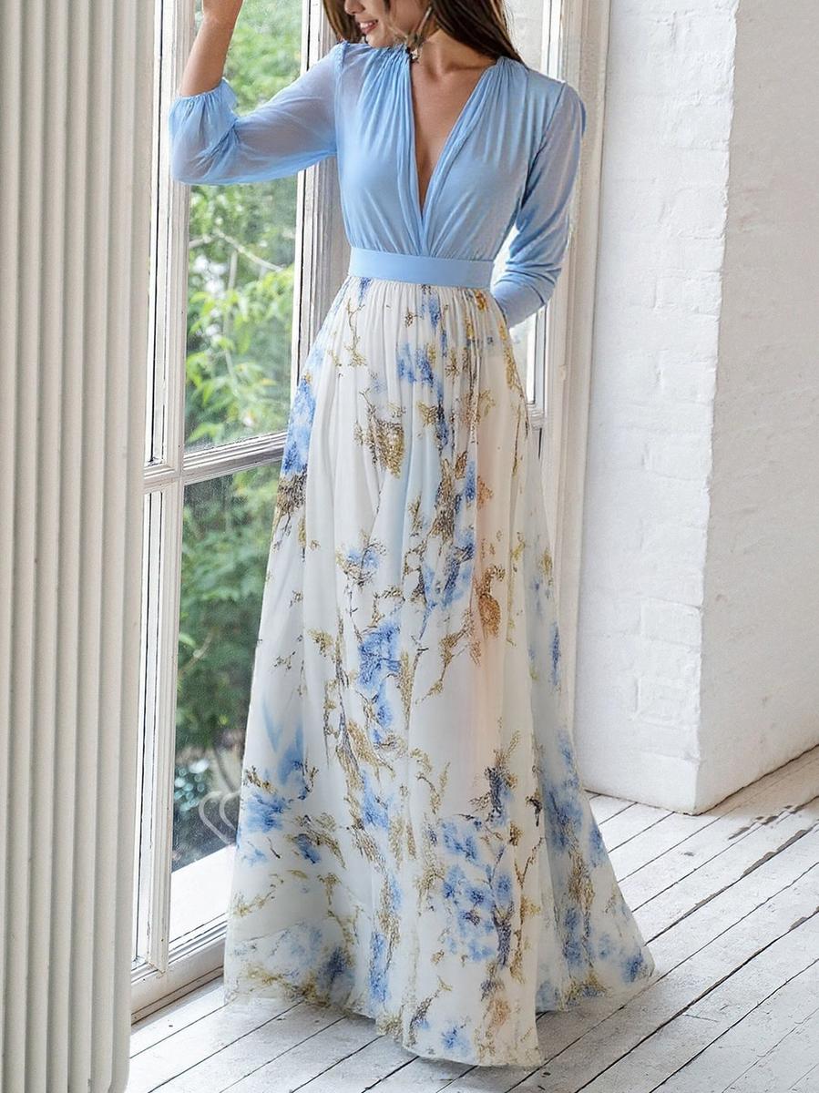 Eleanor | Women Elegant Floral Chiffon Maxi Dress