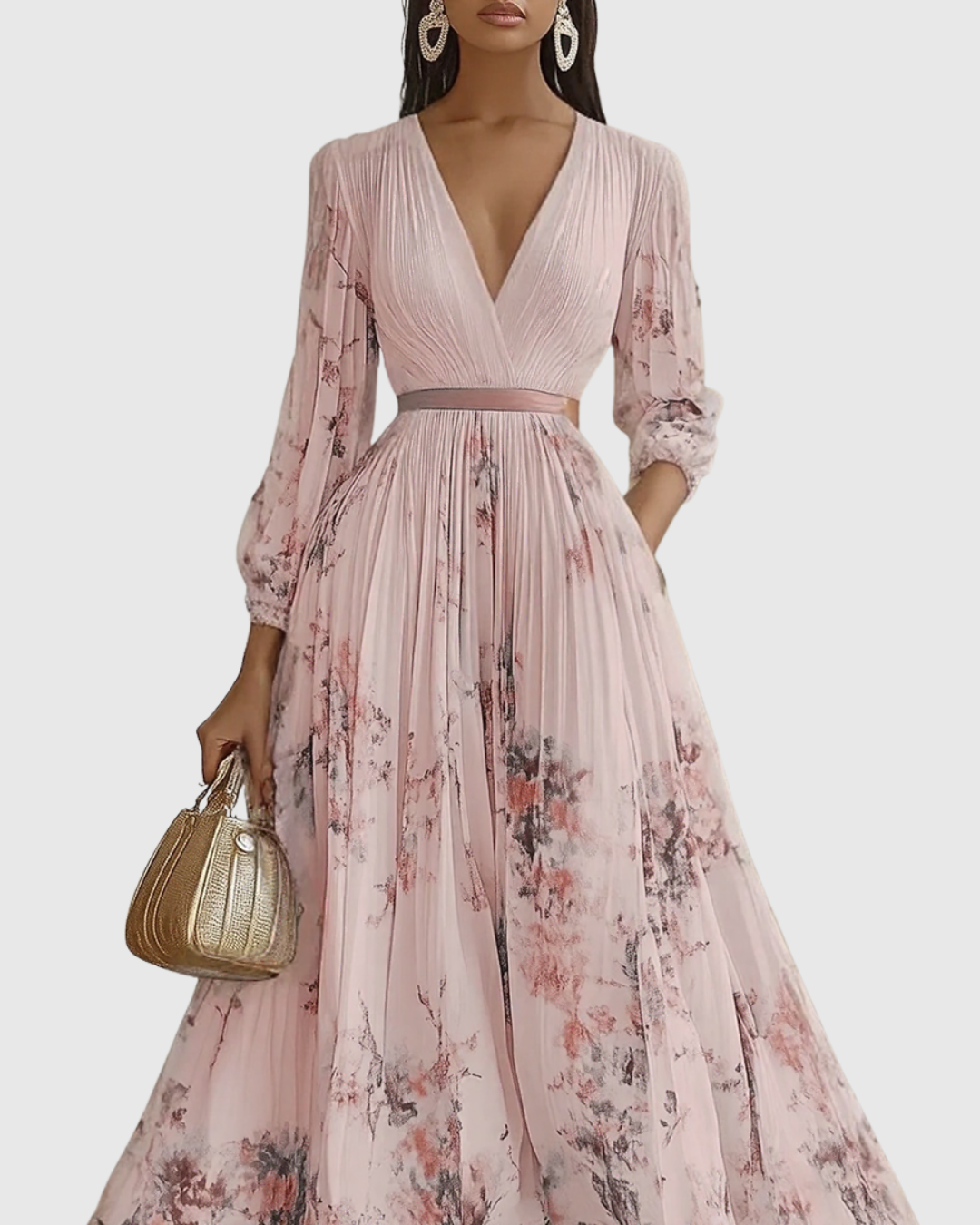 Bella | Womens Sleeveless Pleated Floral Midi Dress